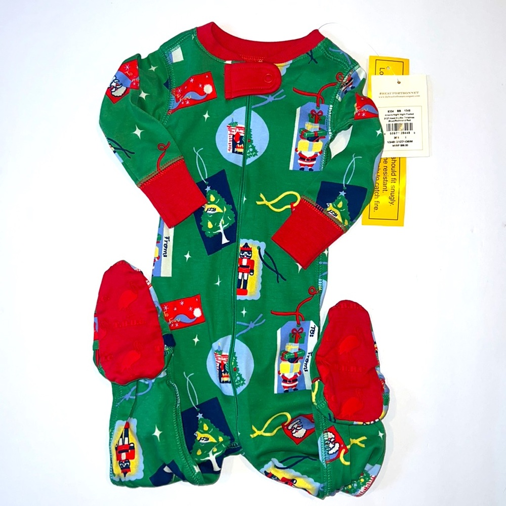 TBBC Knox’s Night Night footed Christmas pjs. Size 3-6 months. NWT
